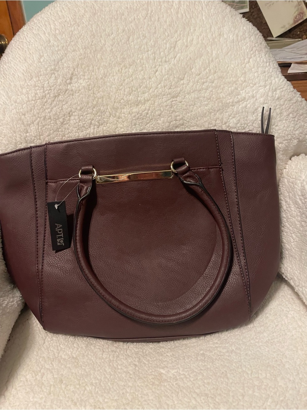 Apt. 9 Burgundy Faux-Leather Tote with Gold Accent